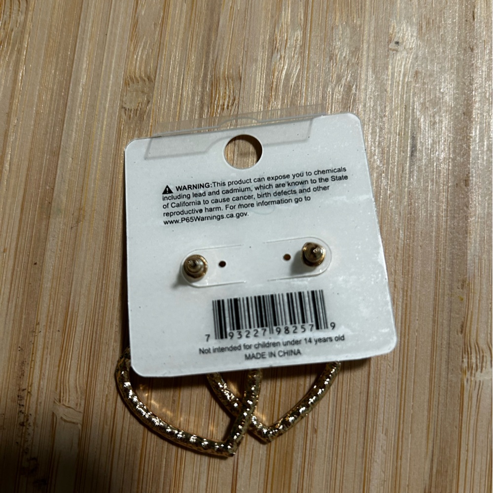 Gold Heart Drop Earrings - Picture 3 of 5